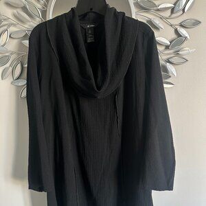 Ali Miles Black Cowl Neck Black Tunic Top Size XL